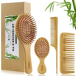 Natural Bamboo Wood Paddle 2Pcs Hair Comb Set