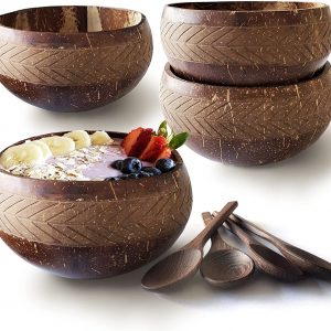 Handmade Coconut Bowls with Spoons