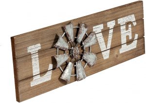 Wood + Metal Windmill Love Letter Sign