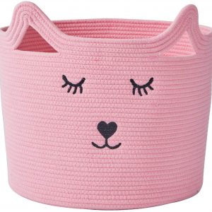 Pink 100% Woven Cotton Rope Basket