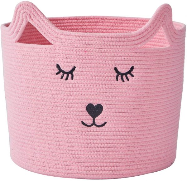 Pink 100% Woven Cotton Rope Basket