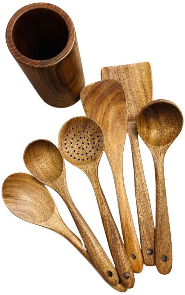 Natural Durable Nonstick Teak Wood Cooking Utensils